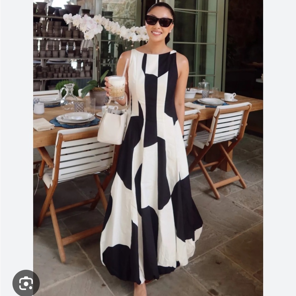 Zara Black and White Midi Dress